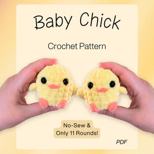Baby Chick Crochet Pattern PDF - Amigurumi Pattern, Animals, Chunky Yarn, Doll, Toys, Plush, chicken, yellow chick