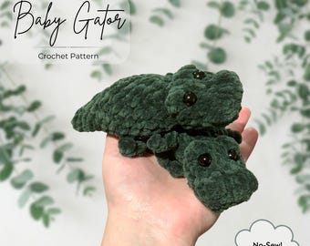 Modello PDF per realizzare un piccolo alligatore all'uncinetto - Alligatore, Amigurumi, Filato grosso, Decorazioni, Giocattoli, Peluche, Senza cuciture, Poche cuciture, Realizzazione rapida, Peluche
