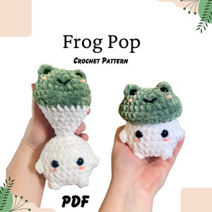 Frog Mushroom Pop Pattern PDF - Amigurumi Pattern, Animals, Chunky Yarn, Doll, Toys, Plush, Elephant, Frog, Bear, Tiger