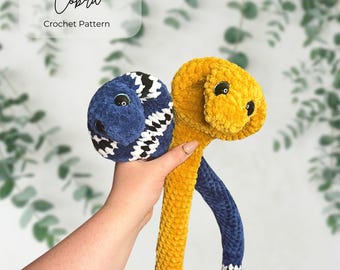 Haakpatroon voor een cobra (PDF) - Zonder naaien, amigurumi, dik garen, decoratie, speelgoed, pluche, zonder naaien, weinig naaiwerk, snel te maken, knuffel, reptiel