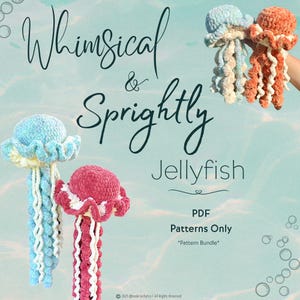 Whimsical & Sprightly Jellyfish Bundle Crochet Pattern PDF - Realistic, Sea Creatures, Amigurumi, Decor, Plush, Low Sew, Hangable, Stuffie