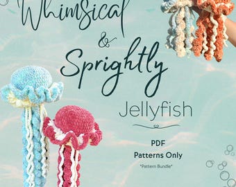 Whimsical & Sprightly Jellyfish Bundle Crochet Pattern PDF - Realistic, Sea Creatures, Amigurumi, Decor, Plush, Low Sew, Hangable, Stuffie