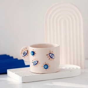 Auge Körner Kaffeetasse, Evil Eye Kaffeetasse, Kaffeetasse, Keramik Kaffeetasse, Kaffeetasse, Kaffeetassen, Keramiktasse, Handgemachte Tasse, Keramik