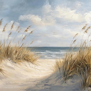 Cape Cod Decor • Beach Wall Art  • Blue, Sage & White • Coastal Canvas Print