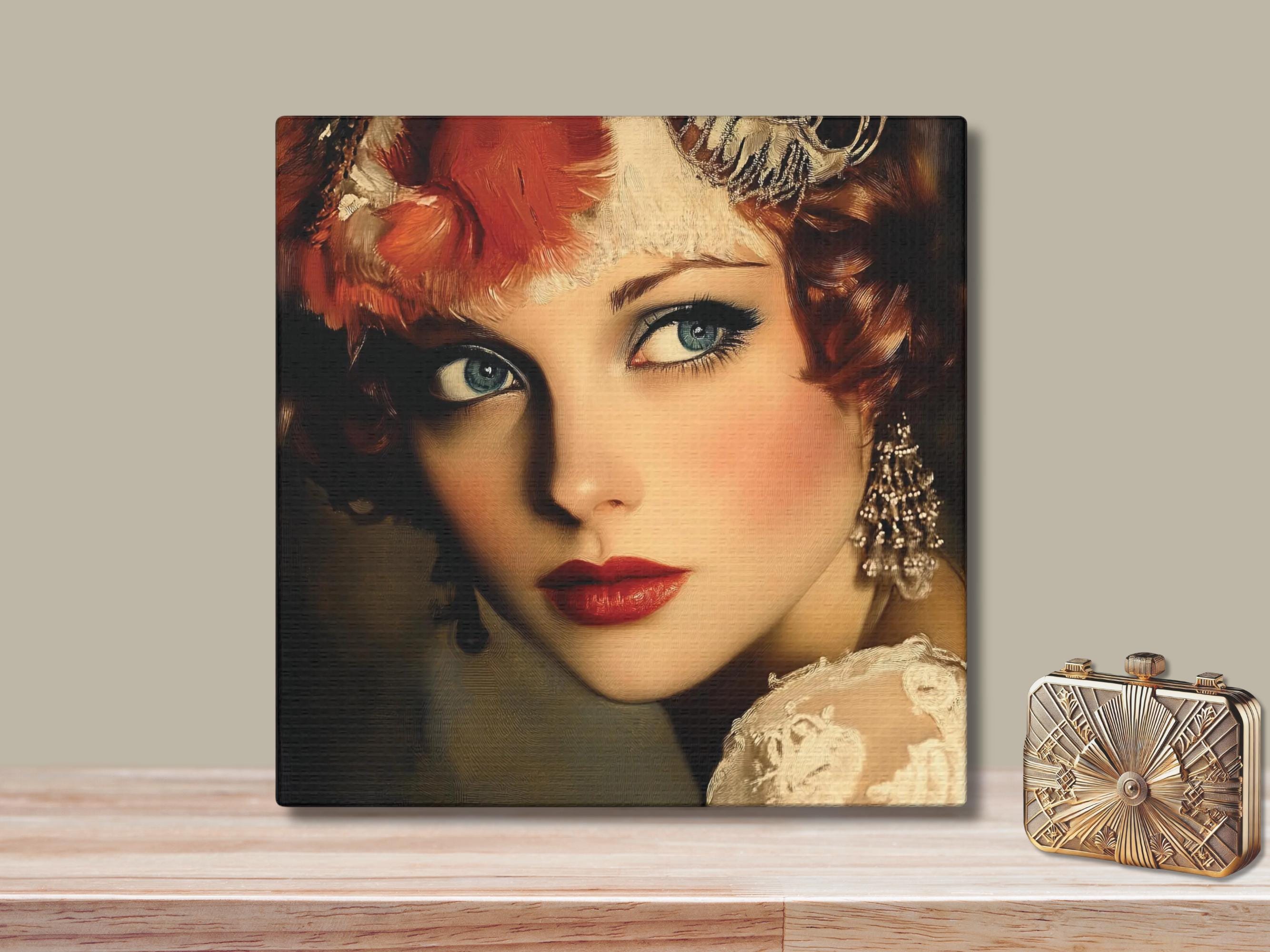 Art Deco Woman Portrait Canvas • 1920s Vintage Style Wall Art - Etsy