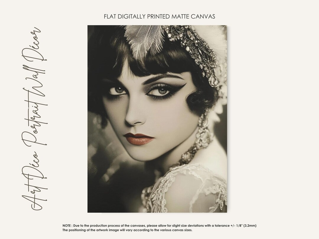 Art Déco Woman Canvas Print • 1920s Style Glamour Portrait ...