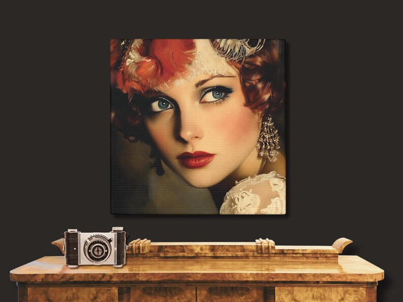 Art Déco Woman Portrait Wall Art • 1920s Vintage Style Canvas Print ...