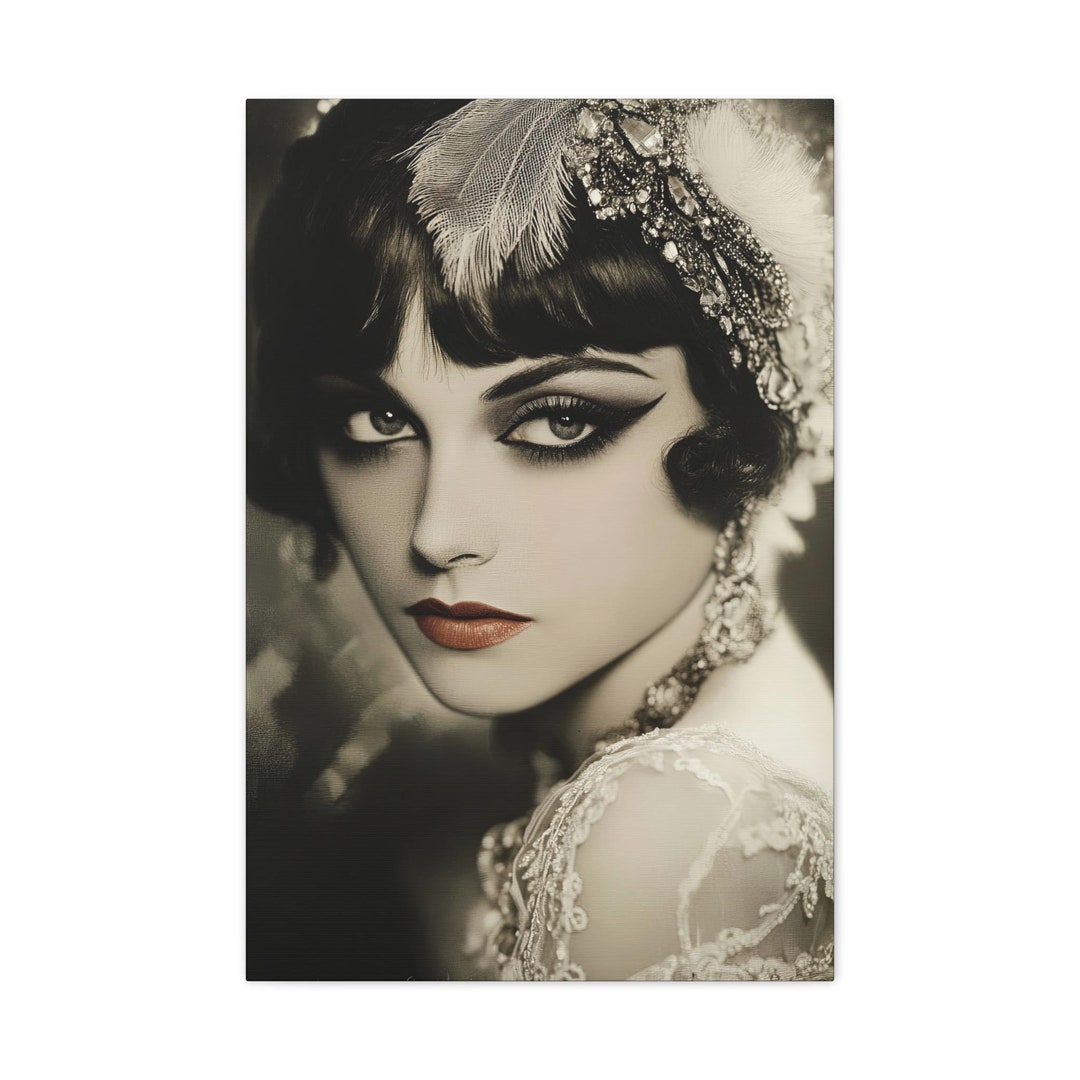 1920s Vintage Style Art Deco Glamour Portrait, Canvas Wall Decor ...