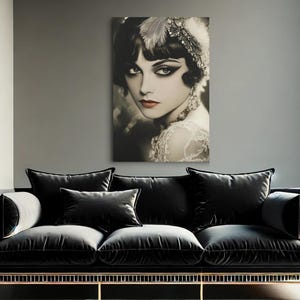1920s Vintage Style Art Deco Glamour Portrait, Canvas Wall Decor ...