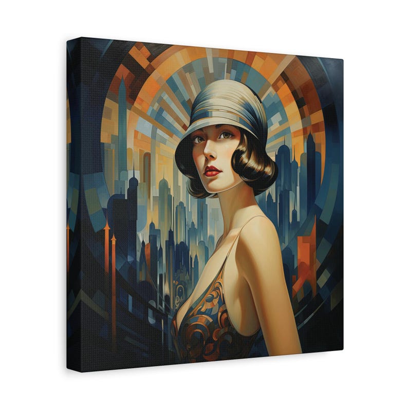 Art Déco Flapper Portrait Wall Art • 1920s Style Geometric Canvas Print ...