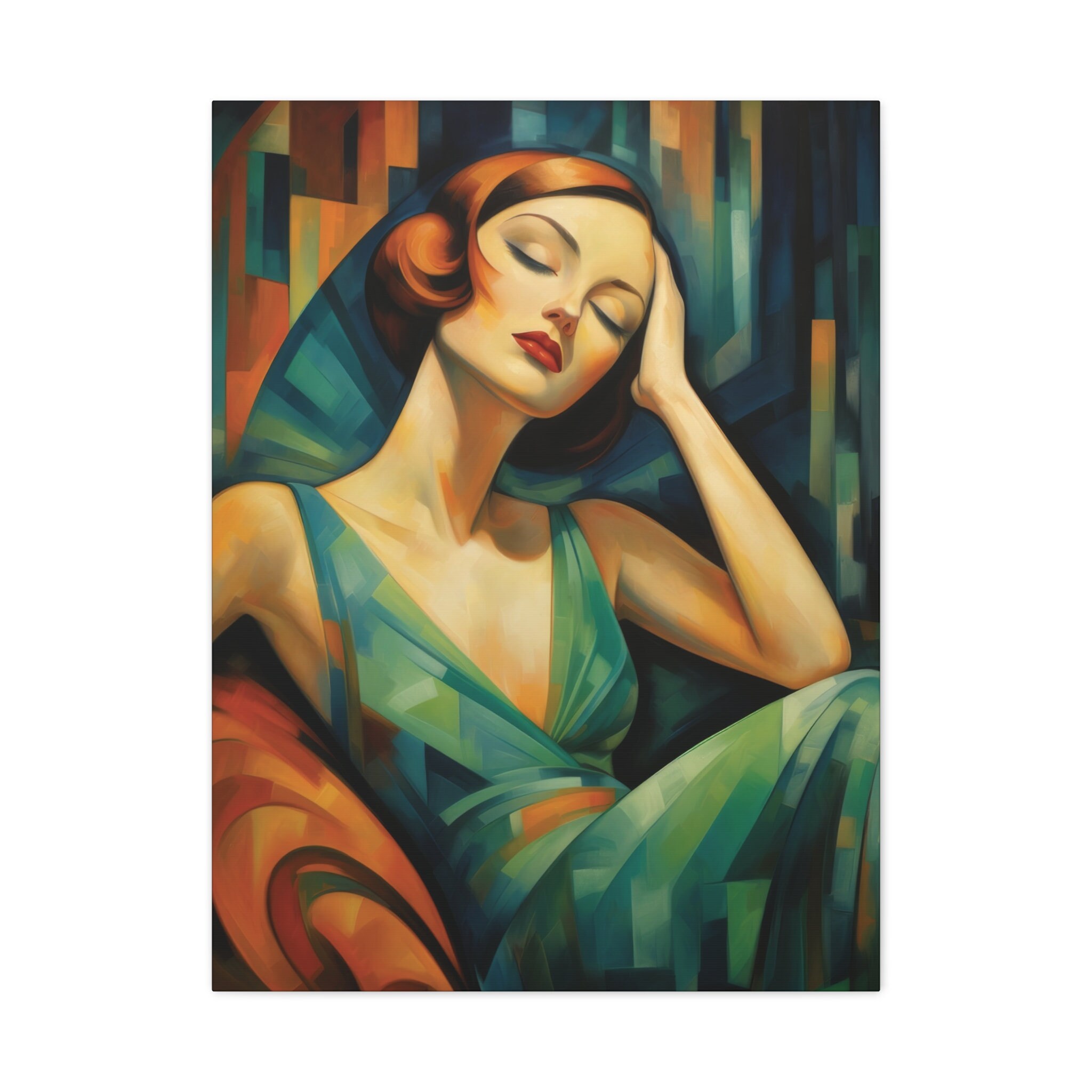 art deco painting woman in green dress Tamara de Lempicka Girl in a Green Dress detail painting anysize 50% off