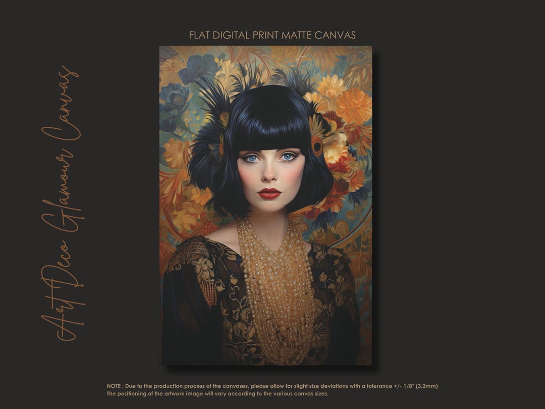 Art Déco Woman Wall Art • 1920s Glamour Canvas Print • Beige, Black ...