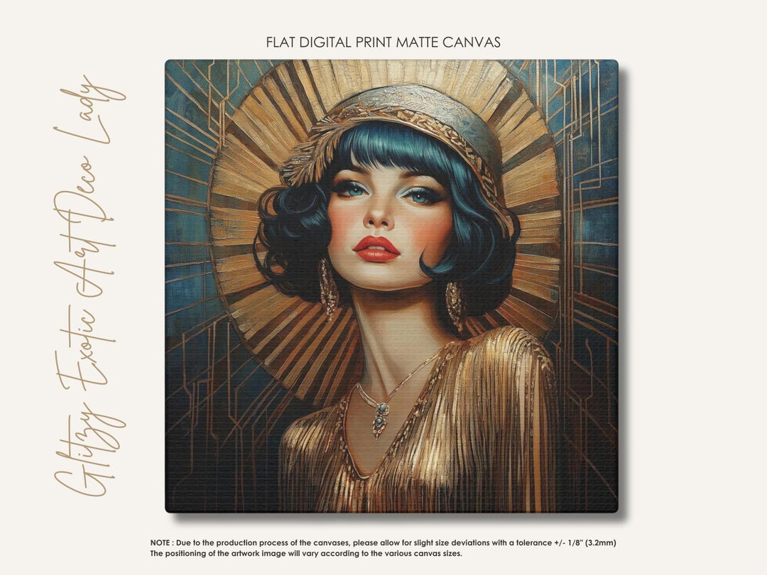 Art Déco Flapper Woman Print • 1920s Glam Canvas Wall Décor • Gold ...