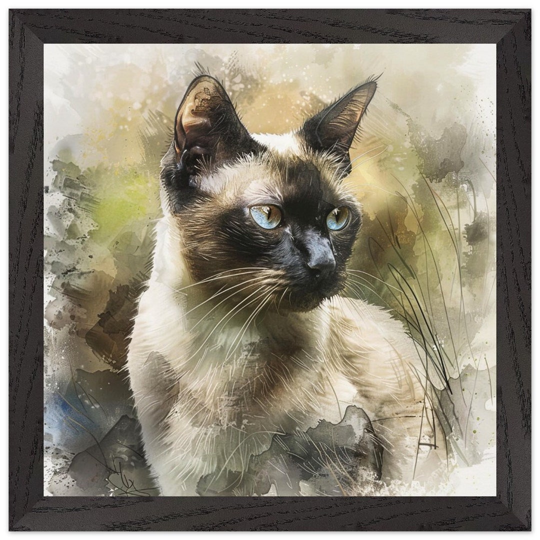 Tonkinese Cat Portrait • Framed Watercolour Wall Art Print • Siamese ...