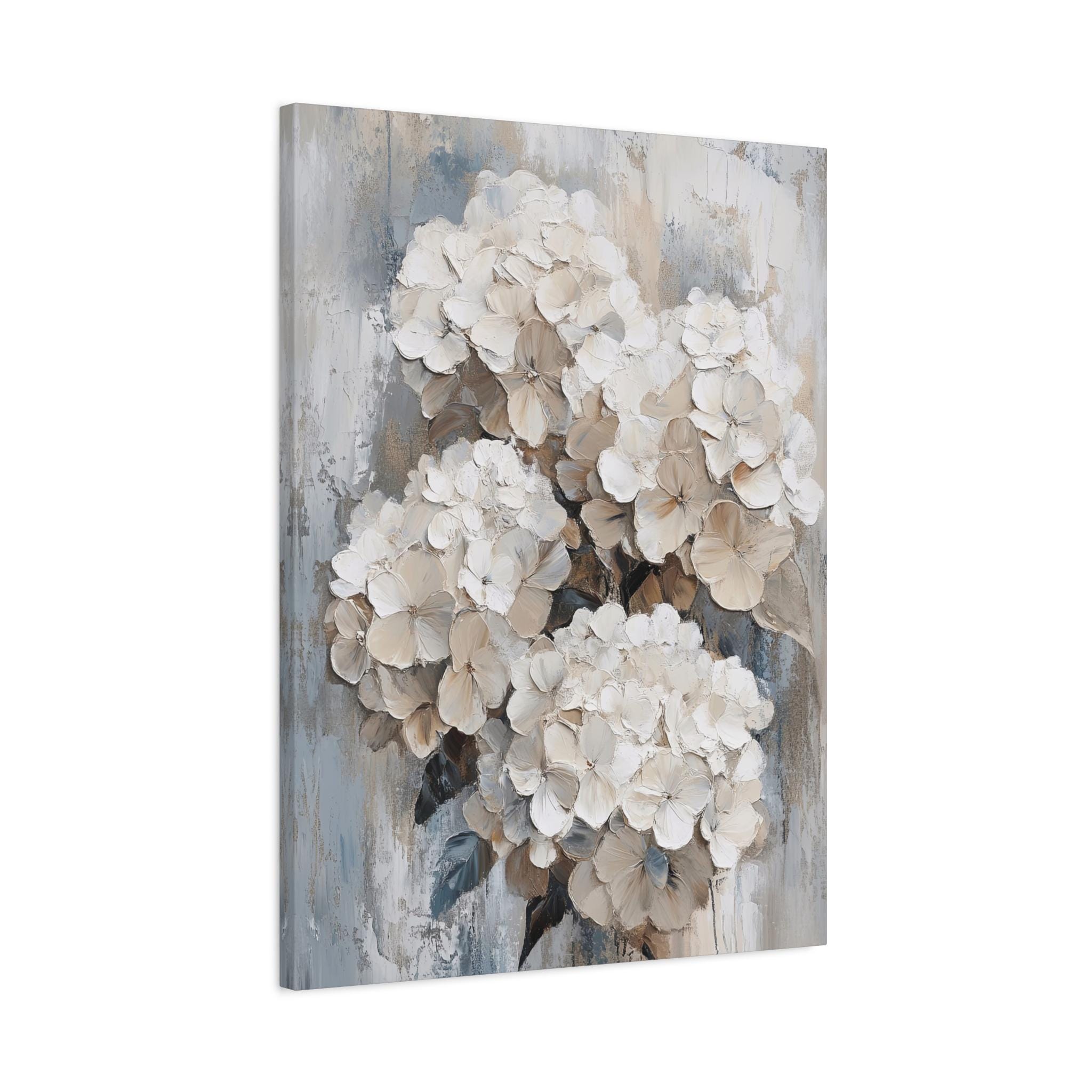 Hydrangea Canvas Print • Beige & Blue Floral Wall Art • Modern Country ...