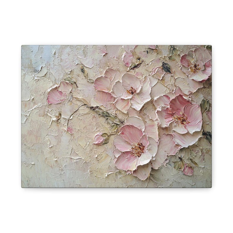Blush Pink Peony Canvas Print • Vintage Floral Wall Art • Beige, Ivory ...
