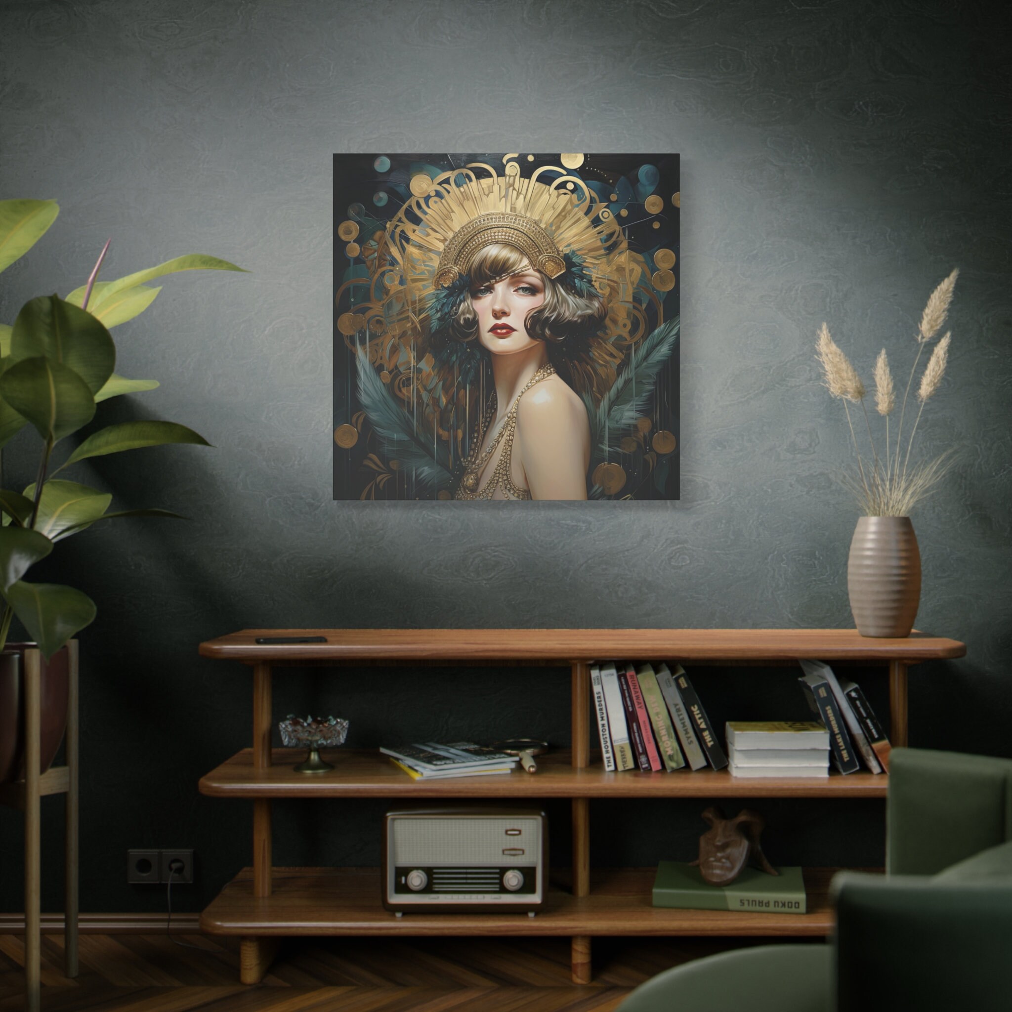 Art Déco Wall Art Canvas Print • Glamorous 1920's Gatsby Flapper Woman ...