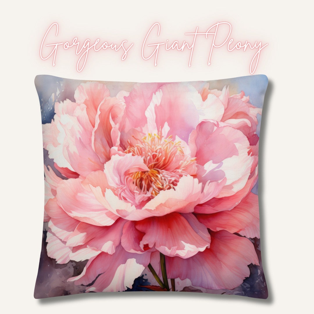Large peony art premium pillows statement soft furnishings spring