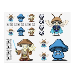 Mushroom Character Sticker Sheets