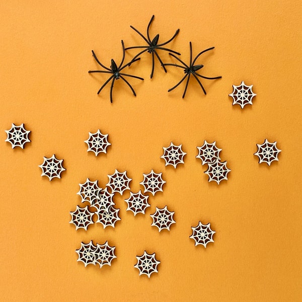 Confettis d'Halloween, décors en bois naturel découpés au laser en forme de toile d'araignée, lot de 20 pour décorer votre table de fête effrayante !