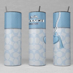 Light blue design for 20 oz skinny tumbler, digital download, PNG file, luxury bag, for sublimation.