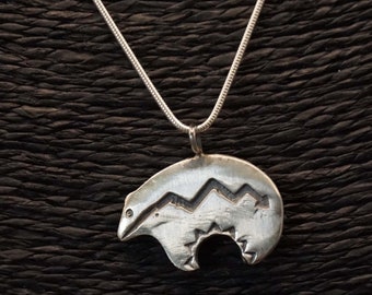 Sterling silver native bear pendant