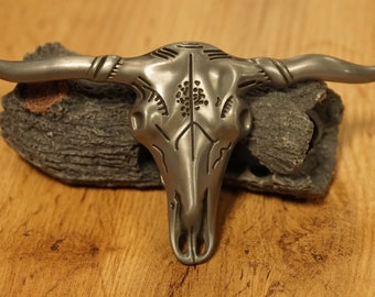 Belt buckle - belt buckle large nickel-colored buffalo skull