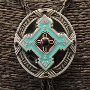 Indian bolo tie / leather lace tie from an Indian shield