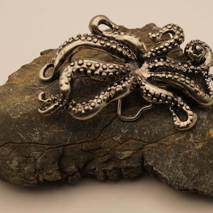 Hebilla de cinturón con forma de pulpo plateado - Hebilla de cinturón con forma de calamar - Hebilla decorativa con forma de pulpo plateado