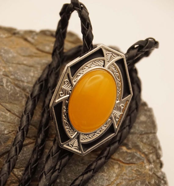 Cowboy Western Cravatta Bolo Per Uomo Vintage Scudo Con Pelle - Foto 7