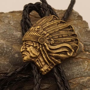 Western bolo tie - lace tie Indian head in copper color