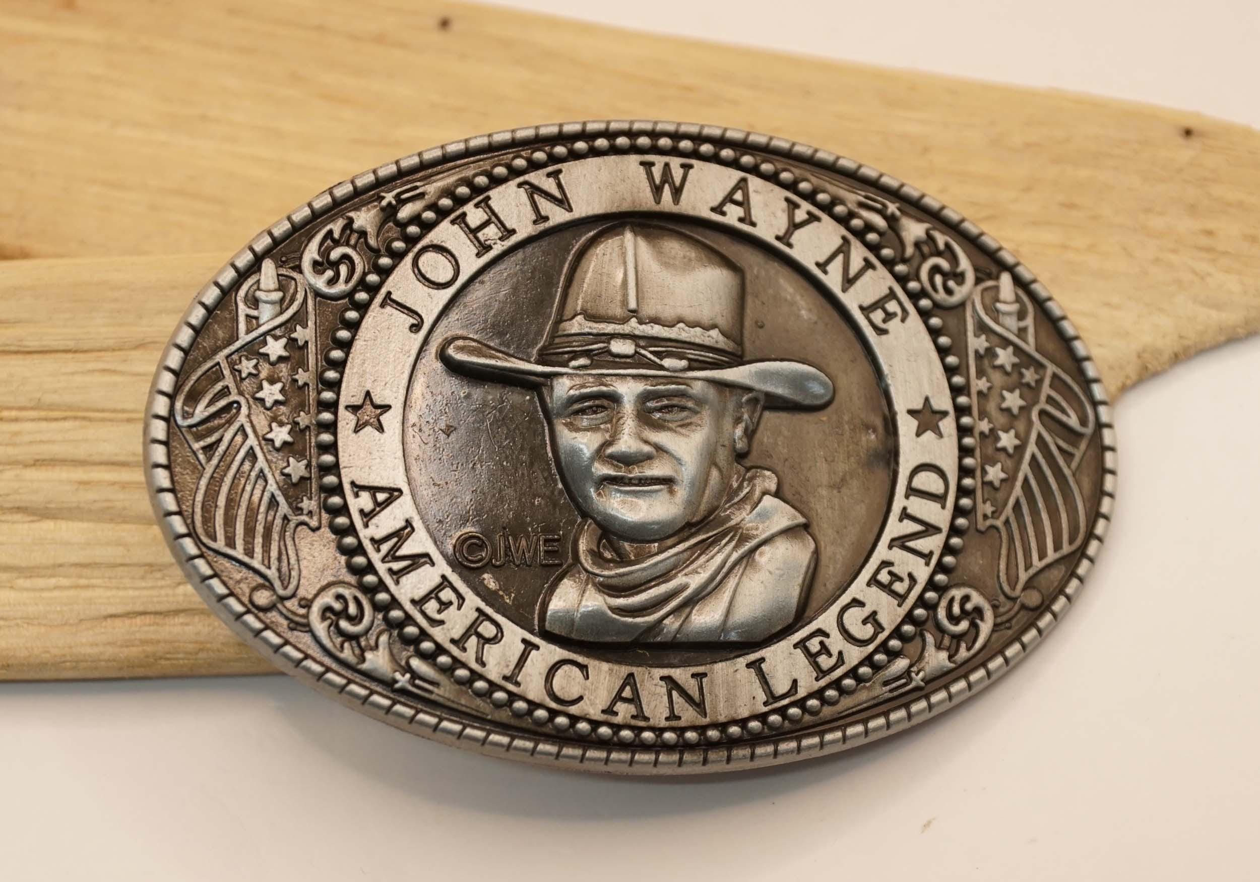 Vintage John Wayne Cowboy Buckle Black Leather Tooled Western Belt Sz 32 John Wayne Belt Buckle In Vintage Belt Buckles for sale - eBay main image 4