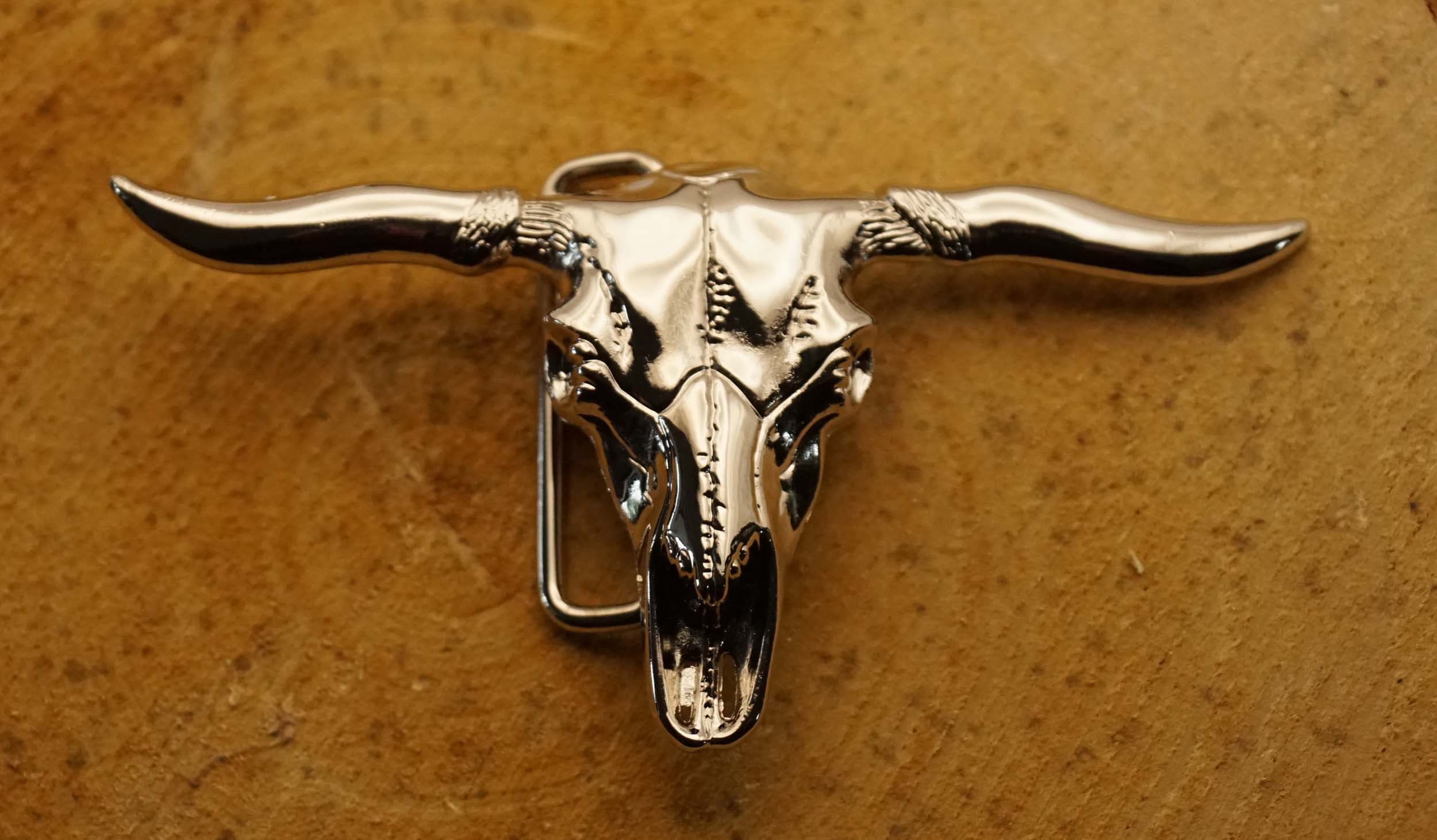 Bull Head Longhorn Skull Belt Buckle Cool Silver Bulls Head