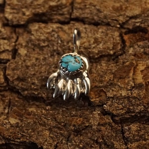 Native sterling silver pendant hogweed with turquoise stone