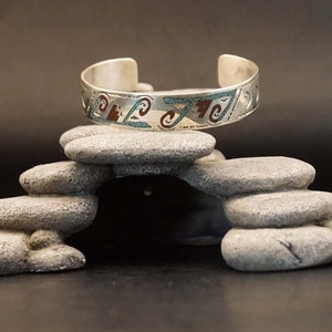 アクセサリー Zuni Handmade silver Bracelet Jewelry Zuni Indian Sterling Silver Bracelet With Indian Design Characters