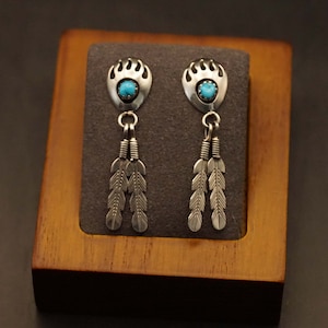 Sterling silver earrings Indian hogweed with feathers