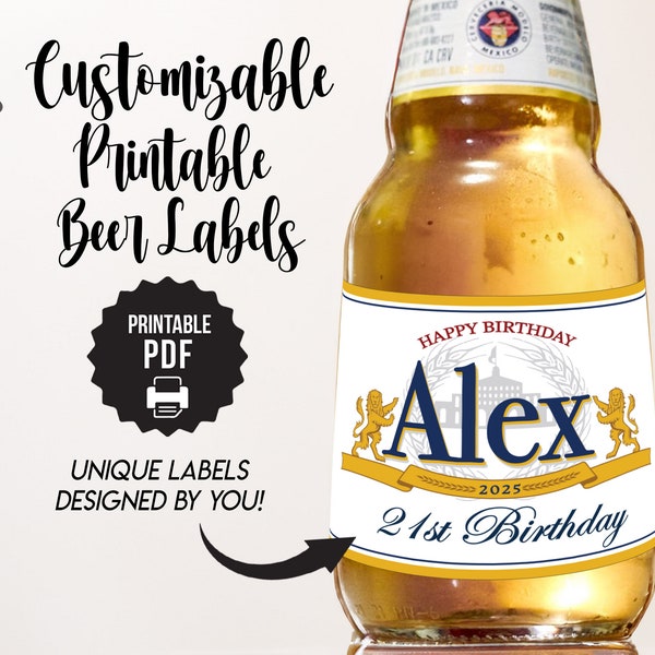 Made to Order Personalized Printable 12oz Modelo Beer Labels, Personalized Beer Labels, Modelo Beer Labels, Beer Party Favors, Gifts for Him