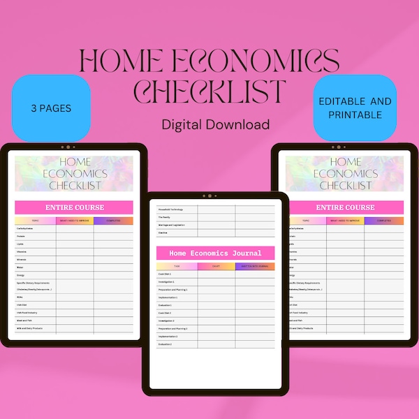 Home Economics Checklist