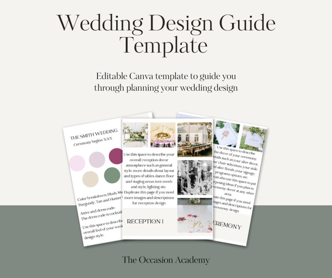 Wedding Design Guide Template | Wedding Moodboard - Etsy