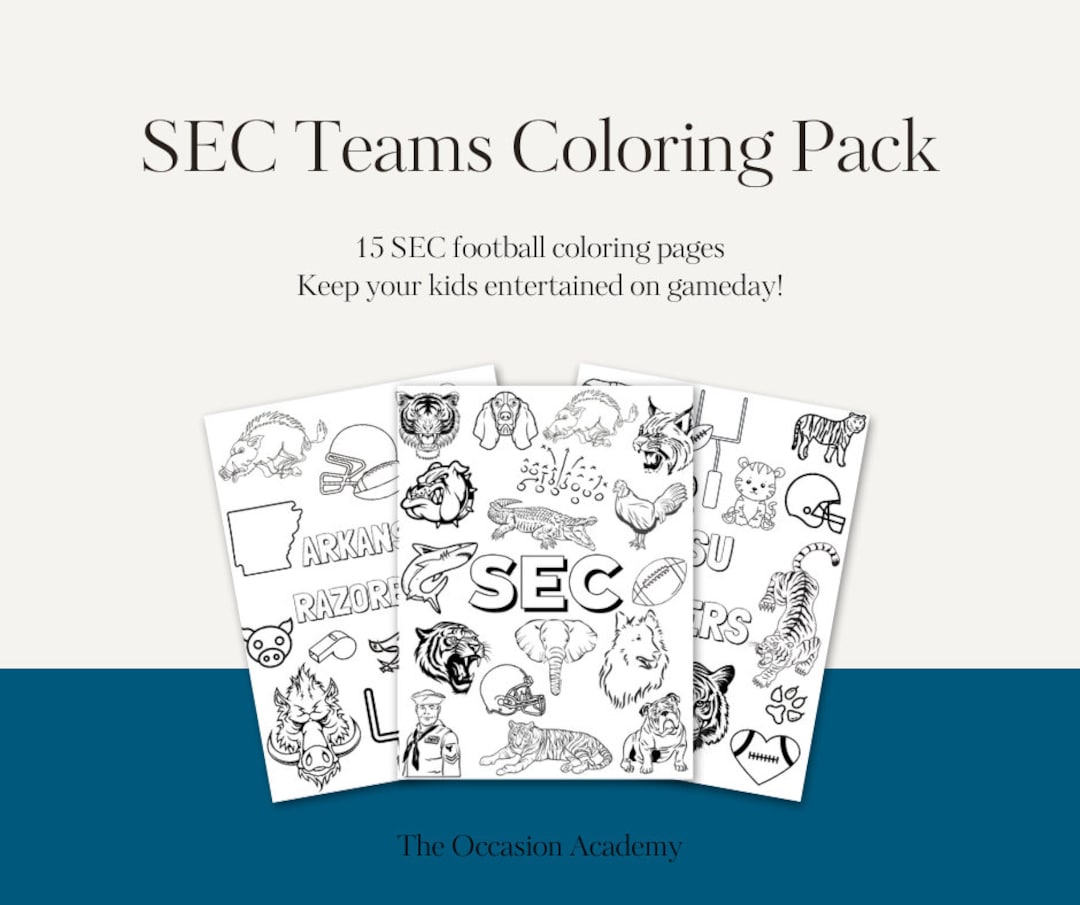 SEC Football Coloring Pages Kids Activities Gameday Fun for Kids - Etsy