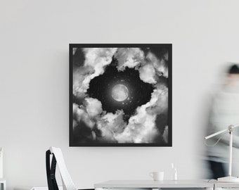 Full Moon Black and White Clouds | Nature Photo Prints | Fine Art Photography, Giclee Cloud Photos, Cloud Art, Cloud Painting
