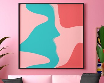 Pink Abstract minimalist wall art print | Stunning Blue Abstract Wall Art | Serene and Inspiring Interior | Red and Pink | Pink Paintings