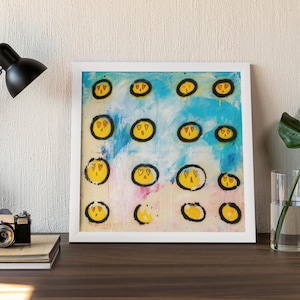 Heart Eyes Emoji Pop Art Print: Yellow Smiley Face Decor