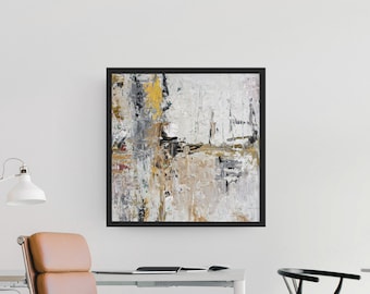 Brown Neutral Abstract Fine Art, Square Print, Abstract Art, Minimalist, Large Wall Art, Living Room Decor, White Wall Art, Gold | 40 inches