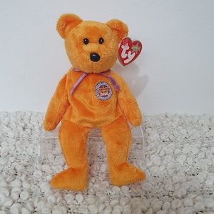 Celebrations Ty Beanie Baby Bear – 2002 Retired Collectible, Rare Festive Bear Plush, Perfect for Beanie Baby Collectors