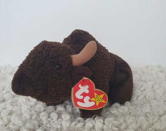 Beanie Baby Roam the Buffalo, Retired TY Beanie, Collectible Plush Toy, Vintage Beanie Babies, Bday Gifts for Buffalo Lover, Stocking Filler