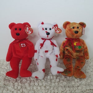 Beanie Baby Bears, Chinook, Kanata, Pierre. Retired TY Bear, Collectible Bears, Vintage Beanie Babies, Canada Gifts for Her, Stocking Filler image 1