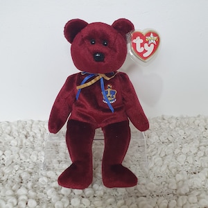 Ty Beanie Baby Buckingham Bear, gepensioneerde TY Bear, Vintage Collectible Bear, Stocking Filler, Kerstcadeau voor moeder, UK Exclusive Bear