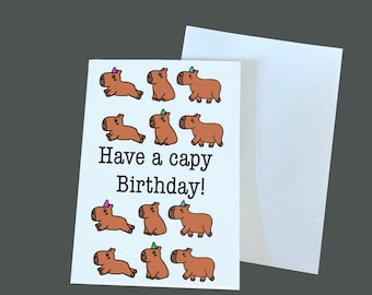 Capybara Birthday, Capybara Card, Capy Birthday, Funny Birthday Card, Capybara Gift, Greeting Card, Funny Capybara