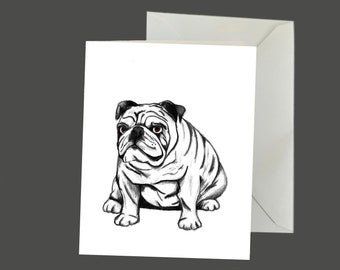 Bulldog Greeting Card, Dog Lover Card, English Bulldog Birthday Card, Cute Bulldog Illustration, Pet Thank You Card
